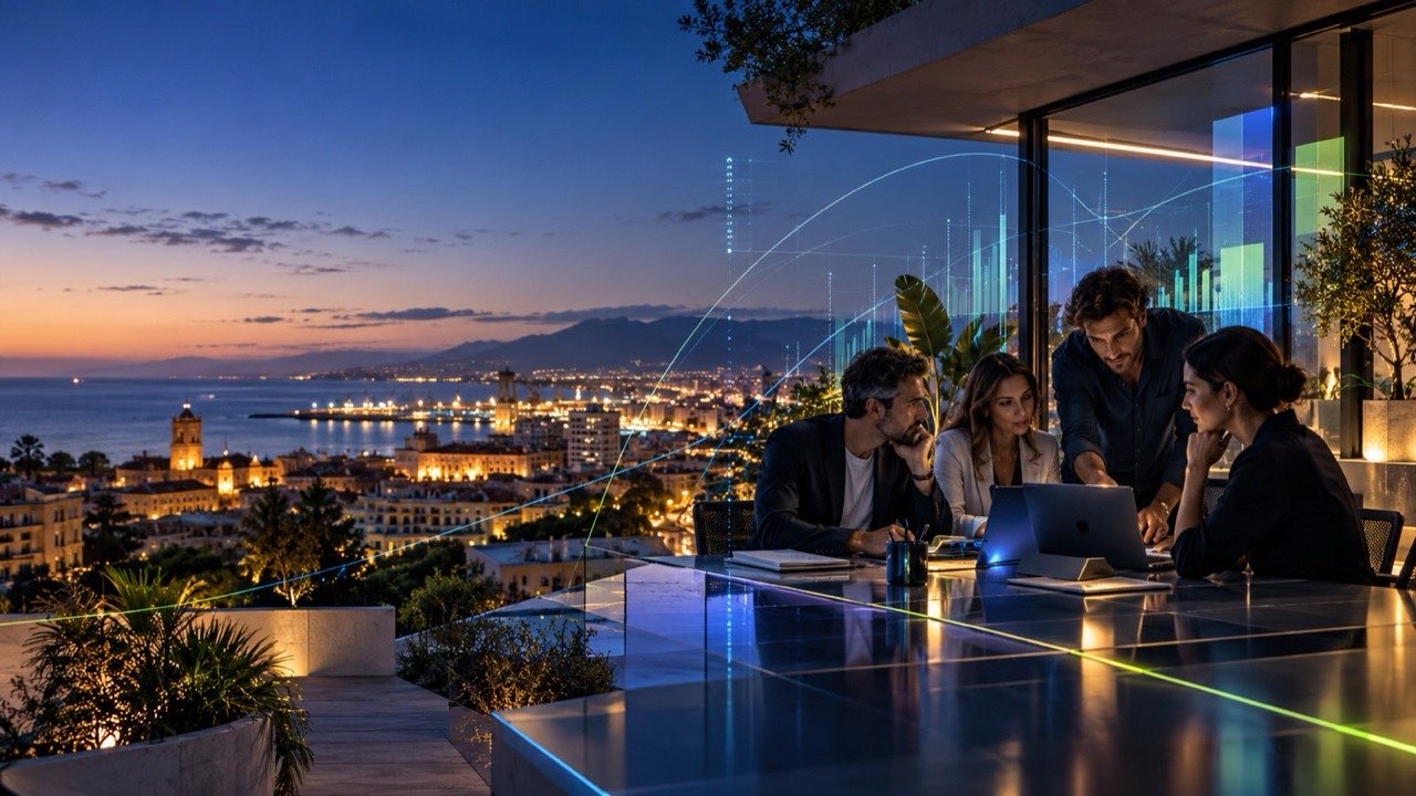 Equipo trabajando con datos y estrategia en Málaga
